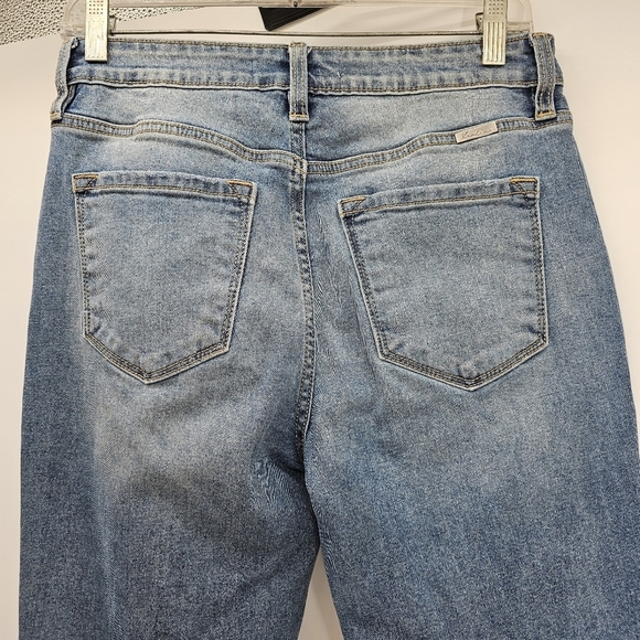 KanCan Button Fly Distresesd High Waist Tappered Leg Jeans Womens 7/27 - Picture 5 of 9